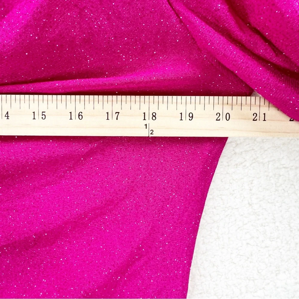 Candalite pink sparkley long sleeve side ruched dress Size L New with tag